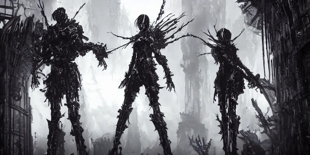 Image similar to grimdark tsutomu nihei blame biomega gothic architecture, unreal engine, 8 k, ultra realistic, ultra detail