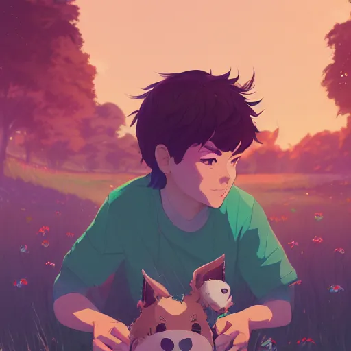 Prompt: portrait of Danny Gonzalez, farm field background with cute animals, rich vivid colors, ambient lighting, dynamic lighting, 4k, HQ, official media, anime key visual, makoto shinkai, ilya kuvshinov, lois van baarle, rossdraws, detailed, trending on artstation