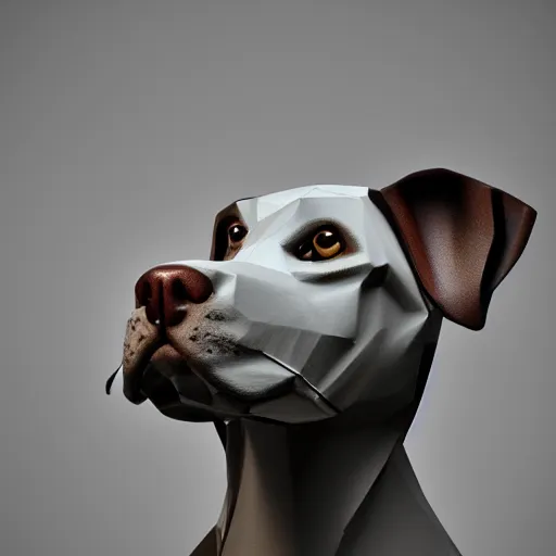 Prompt: dog made out of low-poly mechanical parts, 33mm photo