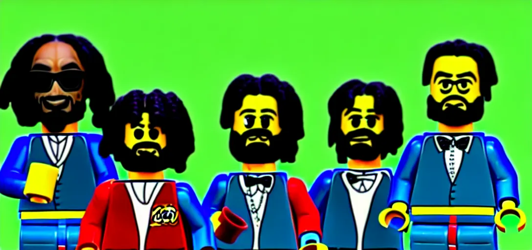 Image similar to lego snoop dogg and wizz khalifa surrounded by bunches of broccoli dean, roger digital art style