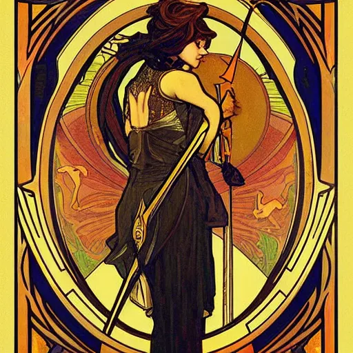 Image similar to gordon freeman portrait by louis - theophile hingre and alphonse mucha, realistic, sharp focus, zodiac signs, tarot cards, planets, ethereal, art nouveau, magic, moon, sun, crown, dreamy, royal, jewellery