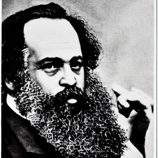 Image similar to karl marx cologne advertisement, black and white