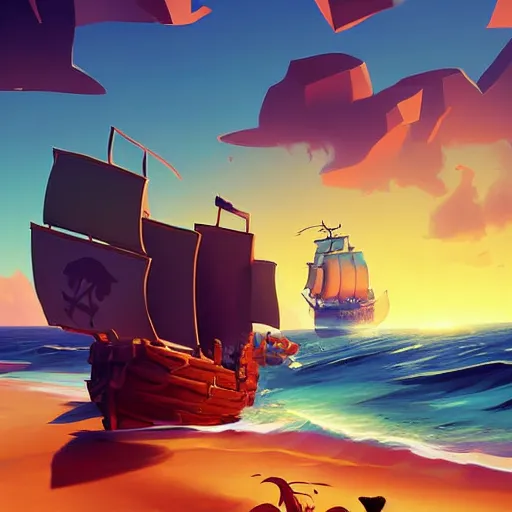 Image similar to painting treasure on sea of thieves game smooth median photoshop filter cutout vector, behance hd by jesper ejsing, by rhads, makoto shinkai and lois van baarle, ilya kuvshinov, rossdraws global illumination