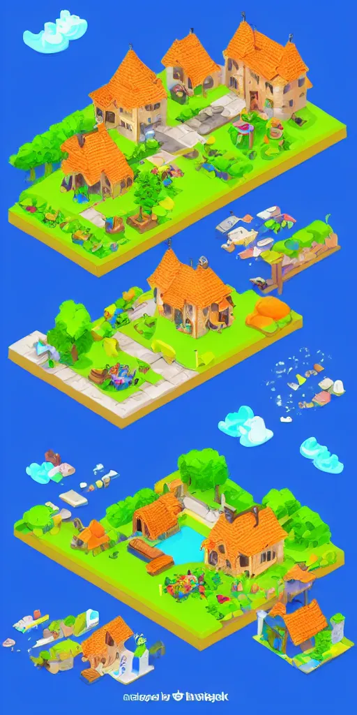 Image similar to cute isometric village