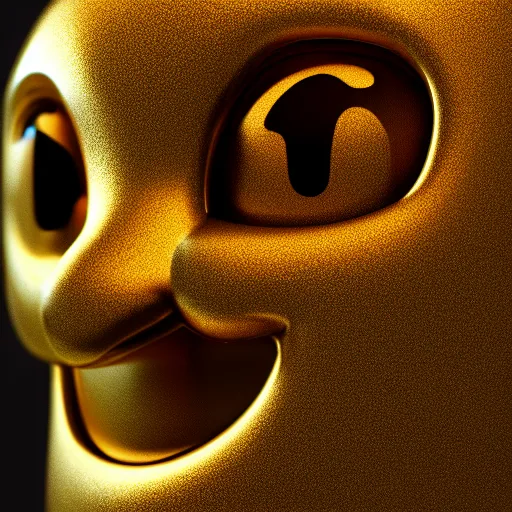 Image similar to full head shot of sad golden emoji, trending on artstation, octane render, insanely detailed, 8 k, hd