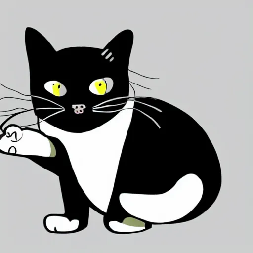 Image similar to a black and white cat in the style of pendleton ward