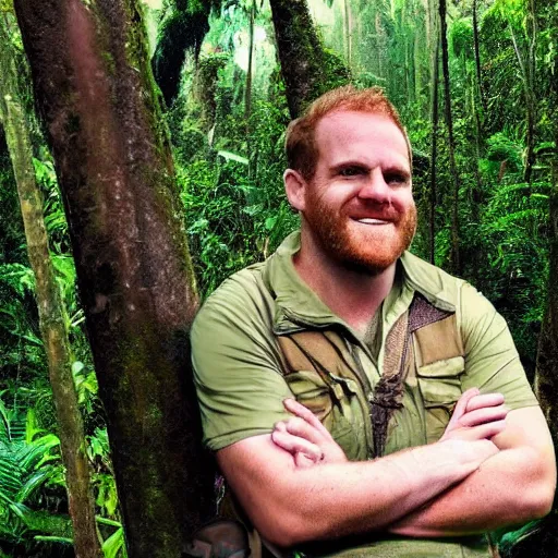 Prompt: josh gates exploring the amazon jungle, realistic, detailed
