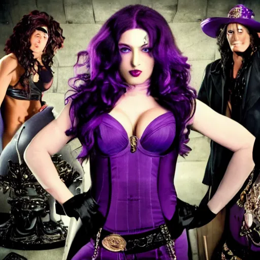 Image similar to a film still of Kars from jojo with purple hair in Magic Mike(2012)