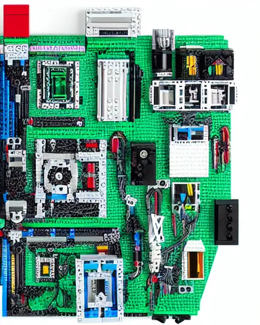 Prompt: lego set of a modern computer motherboard