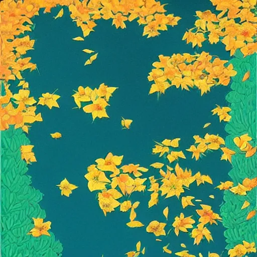 Image similar to let life be beautiful like summer flowers and death like autumn leaves, by victor ngai