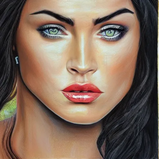 Prompt: “Megan Fox pastel paintings, ultra detailed portrait, 4k resolution”