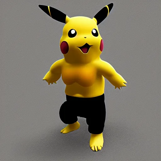 Image similar to pikachu extremely muscled, muscles, realistic, 4 k, photographic