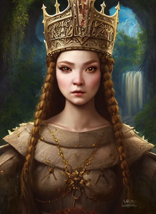 Image similar to highly detailed closeup portrait of a fairytale medieval princess, unreal engine, hyung tae, frank frazetta, nicoletta ceccoli, mark ryden, lostfish, earl norem, global illumination, god rays, detailed and intricate environment