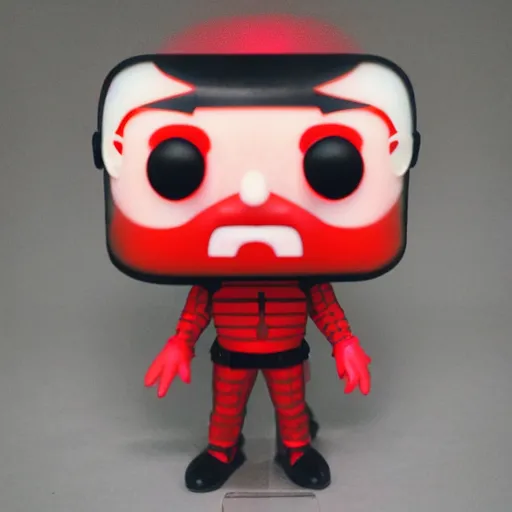 Prompt: red laser grid as a funko pop