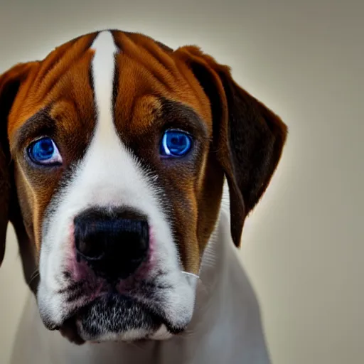 Image similar to 50mm photo, Owen Wilson symmetrical eyes holding a boxer puppy