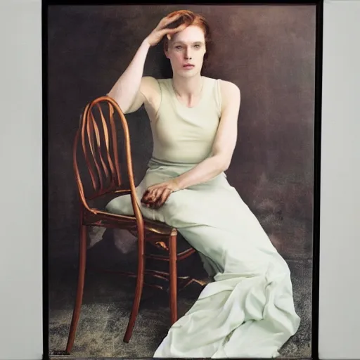 Prompt: SOPHIE the musician, photographed by Annie Leibovitz, oil on canvas