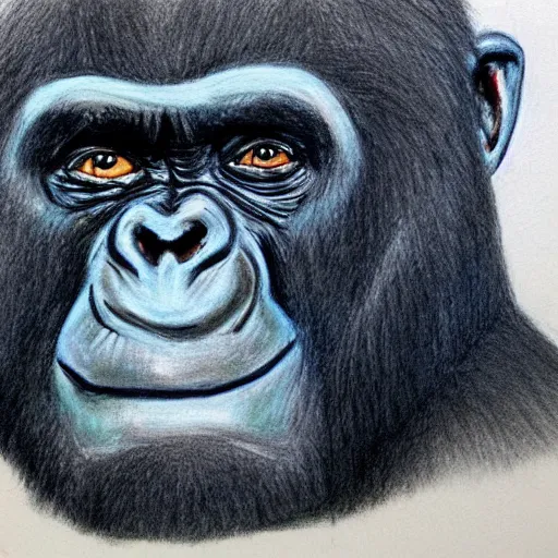 Image similar to a color crayon drawing by Coco the gorilla