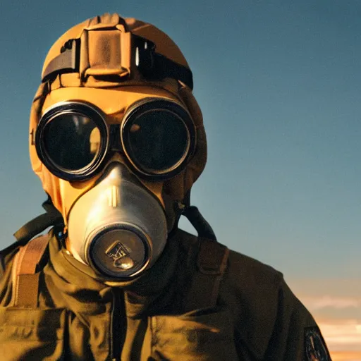 Prompt: A fighter pilot wearing a gasmask and goggles, 8k, realistic, film still