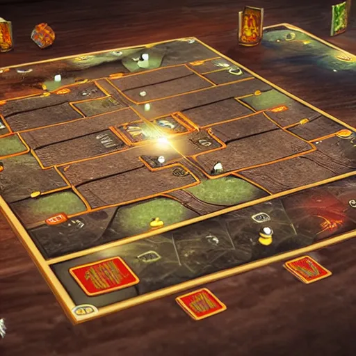 Prompt: An artificial intelligence creating a board game, 4k, dramatic lighting, high detail