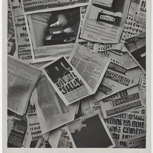 Prompt: A photography of a ready-made artifact that looks like a found object, offset lithography, newspaper, 60s style, full page