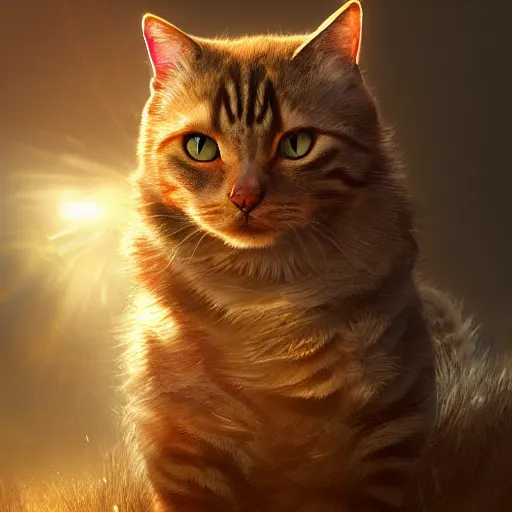 Prompt: cat genkidama charging, golden hour, fantasy, sharp focus, digital art, hyper realistic, 4 k, unreal engine, highly detailed, hd, dramatic lighting by brom, trending on artstation