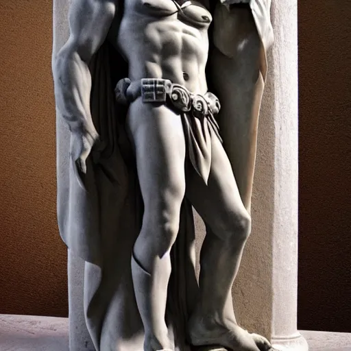 Image similar to greek sculpture of batman in marble,