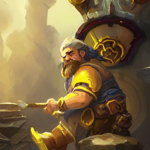 Image similar to a dwarf mage, yellow theme, bright art masterpiece artstation. 8 k, sharp high quality artwork in style of jose daniel cabrera pena and greg rutkowski, concept art by tooth wu, blizzard warcraft artwork, hearthstone card game artwork, mage