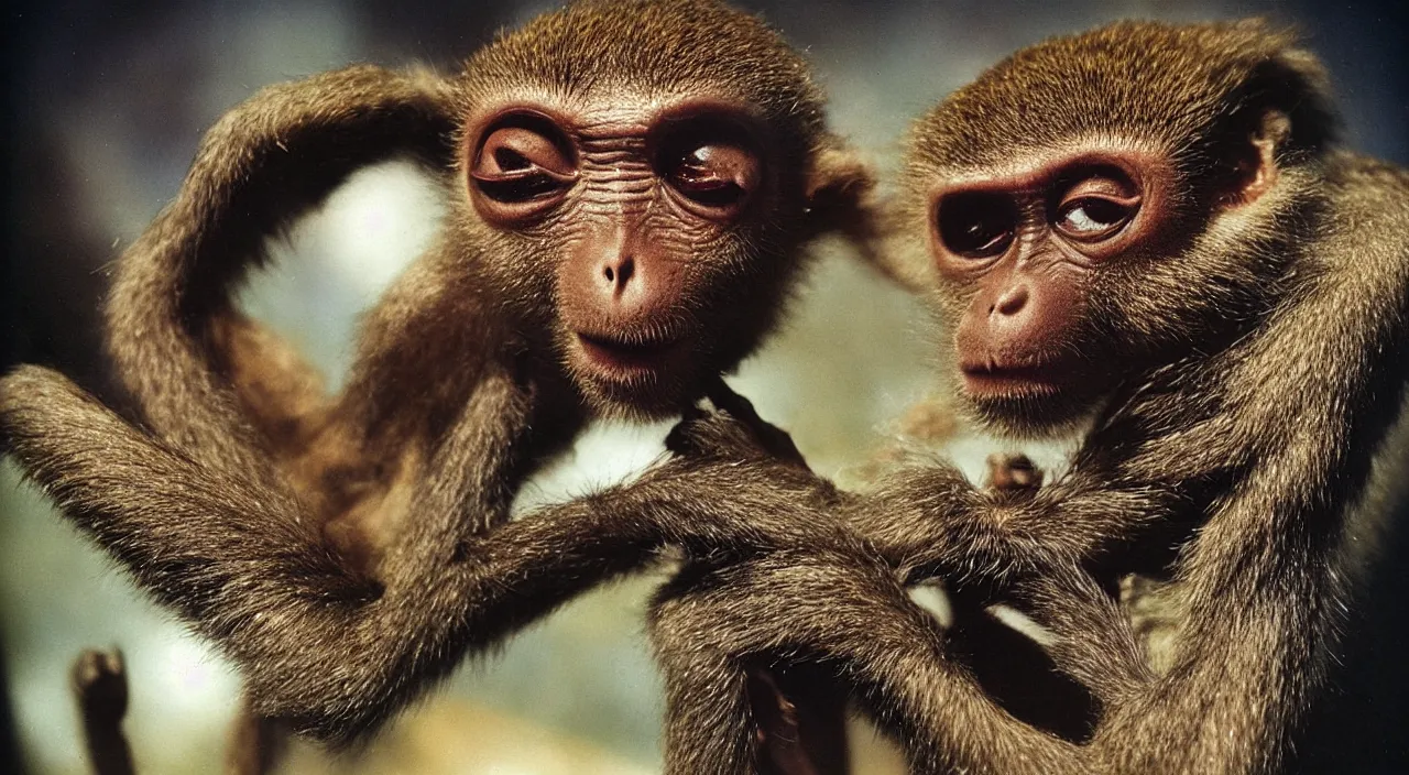Prompt: an surrealist intricate mix of a monkey an ant and an alien monster, by the best photographer of national geographic, scientific photo, hight quality, soft light, kodachrome 6 4, hiperdetailed
