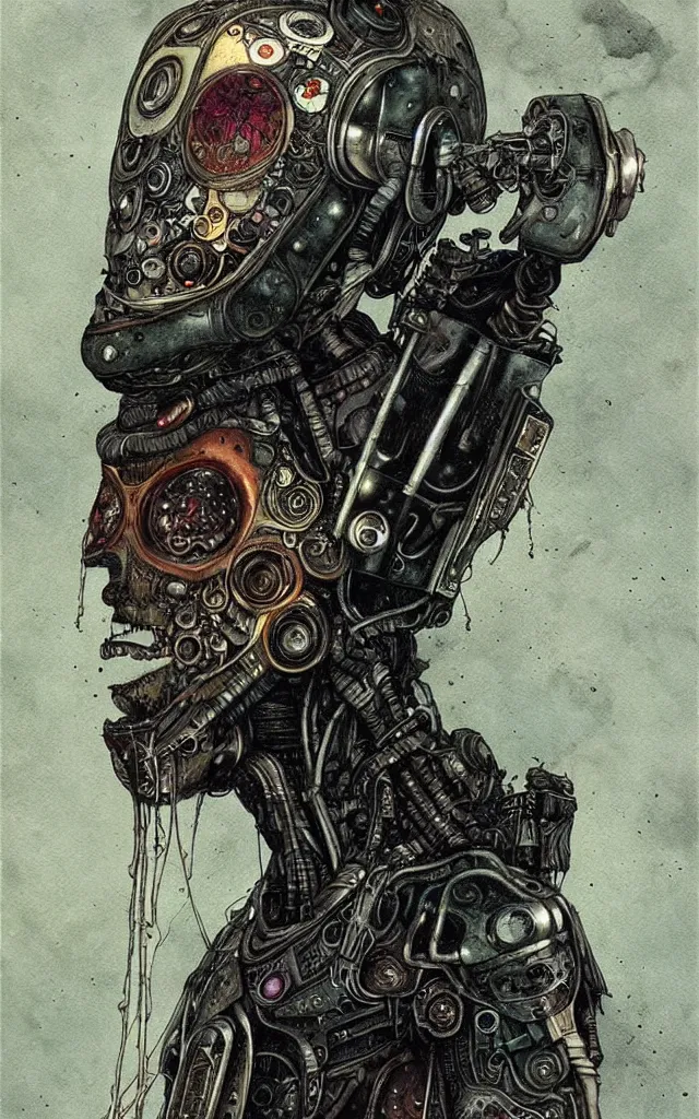 Image similar to futurist cyborg warlock, perfect future, award winning art by santiago caruso, iridescent color palette