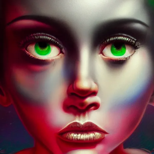 Image similar to portrait of tinker bell, cameras, melting ,8k,by tristan eaton,Stanley Artgermm,Tom Bagshaw,Greg Rutkowski,Carne Griffiths, Ayami Kojima, Beksinski, Giger,trending on DeviantArt,face enhance,hyper detailed,minimalist,cybernetic, android, blade runner,full of colour