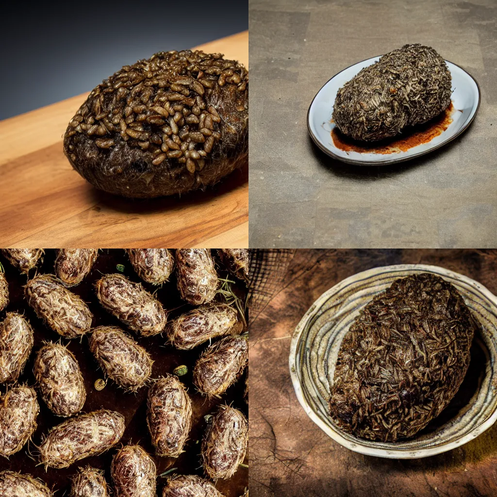 Prompt: haggis made from alien insects, 4K photo