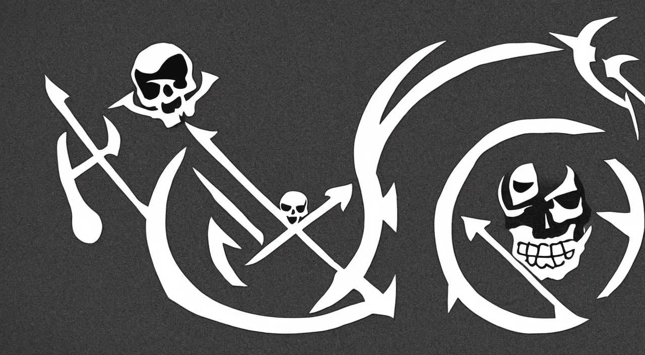 Image similar to black and white line art pirate logo clean simple