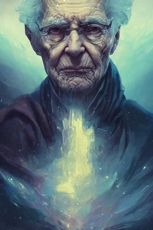 Image similar to the look of an elderly person 6 5 5 4 1 8 8 full of wrinkles and imperfections by artgem and greg rutkowski, highly detailed, high contrast, light reflection, trippy, nebula, trending on artstation