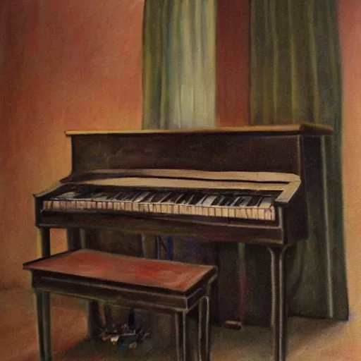 Prompt: piano in prison highly detailed oil painting