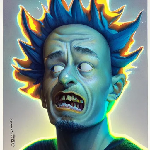 Image similar to lucky mohawk projector portrait by gaston bussierre and charles vess and james jean and erik jones and rhads, inspired by rick and morty, epic, funny, huge scale, beautiful fine face features, intricate high details, sharp, ultradetailed