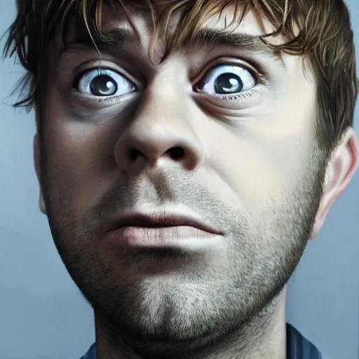 Image similar to Caricature portraits done of a Young Damon Albarn, realistic, hyperrealistic, very realistic, highly detailed, very detailed, extremely detailed, detailed, oil painting, digital art, trending on artstation