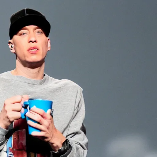 Image similar to eminem sipping coffee