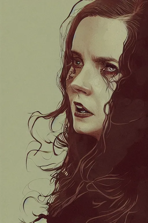 Prompt: amy adams in sleepy hollow, full body, big two toned eyes, teeth gritted, horror, intricate details, cinematic, epic, realistic, anatomy, tomer hanuka, uplight, artstation, photorealistic, scary