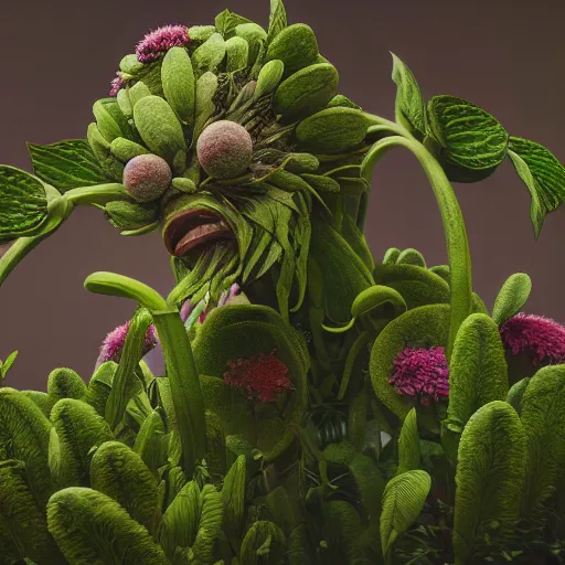 Image similar to a plant creature, foliage, plant filaments, flowers, humanoid shape, full body, photorealistic, 4 k, octane render, cinematic lighting, artistic photography, insanely detailed and intricate