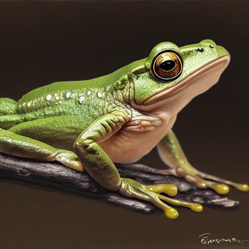 Image similar to hyper realistic derpy frog by greg rutkowski