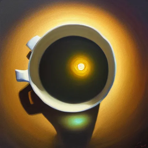 Image similar to a cup filled with light, oil painting, hyperdetailed, smooth