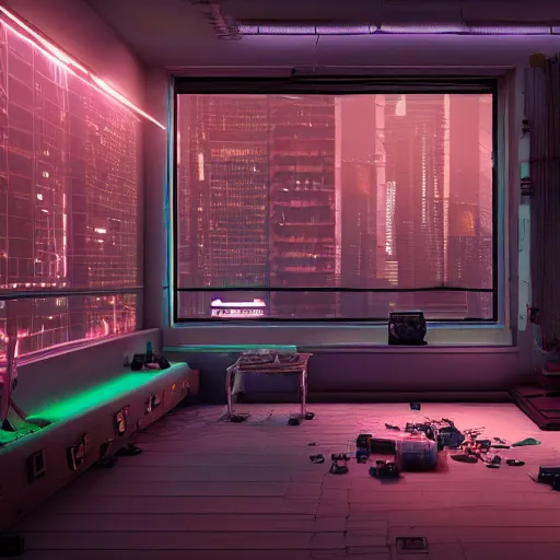 Image similar to the cyberpunk apartment, render, octane, 4k, highly detailed, vivid colors, high definition