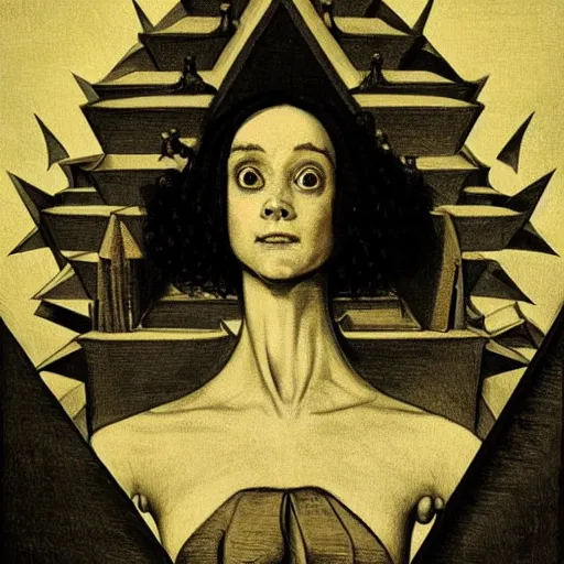 Image similar to portrait of zelda by goya and escher and hogarth, illusion surreal art, highly conceptual figurative art, intricate detailed illustration, controversial poster art, polish poster art, geometrical drawings, no blur