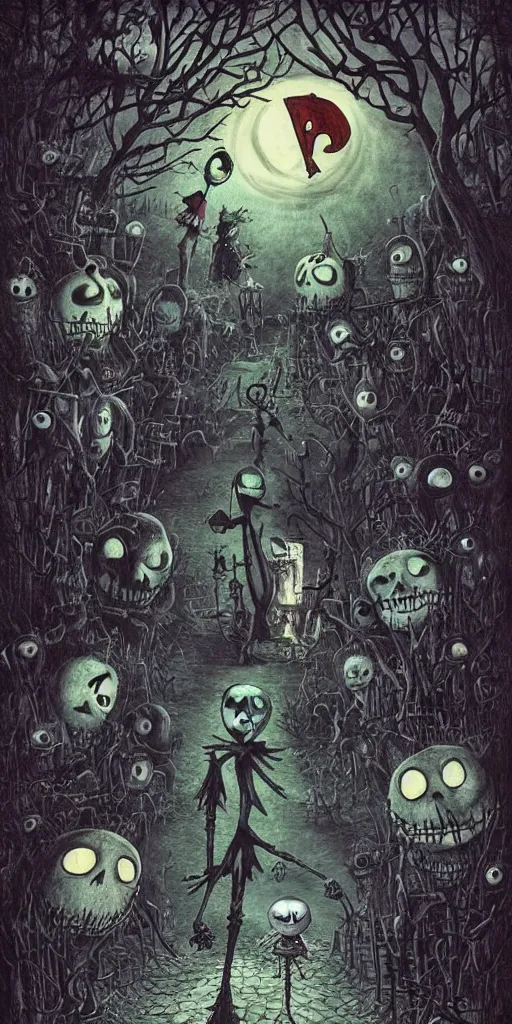 Prompt: a nightmare before christmas scene by alexander jansson