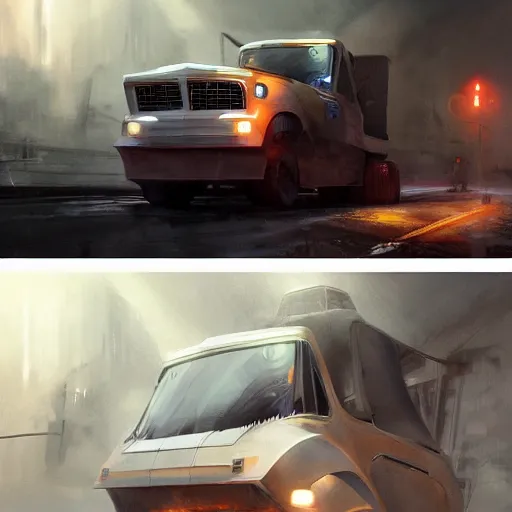 Prompt: redesigned old truck as new, elegant, digital painting, concept art, smooth, sharp focus, art style from Wang Ke and Greg Rutkowski and Bruce Kaiser and Scott Robertson and Dmitry Mazurkevich and Doruk Erdem and Jon Sibal, small style cue from Blade Runner and Minority Report and iRobots