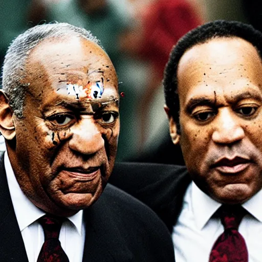 Image similar to bill cosby and oj simpson in a prison cell together, award winning, 8k