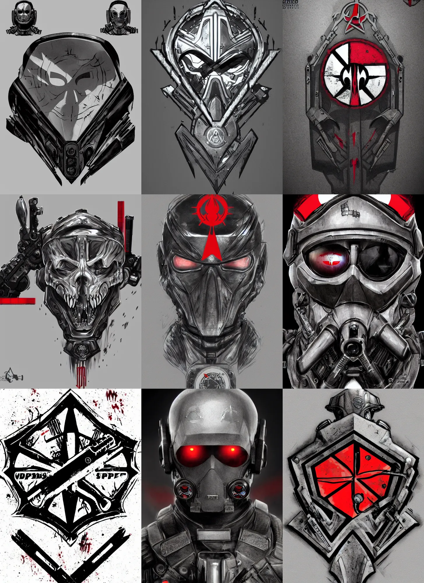 Prompt: spec - ops head, umbrella corporation logo on forehead, special forces, dark design, artstation, concept art, realistic, intricate details