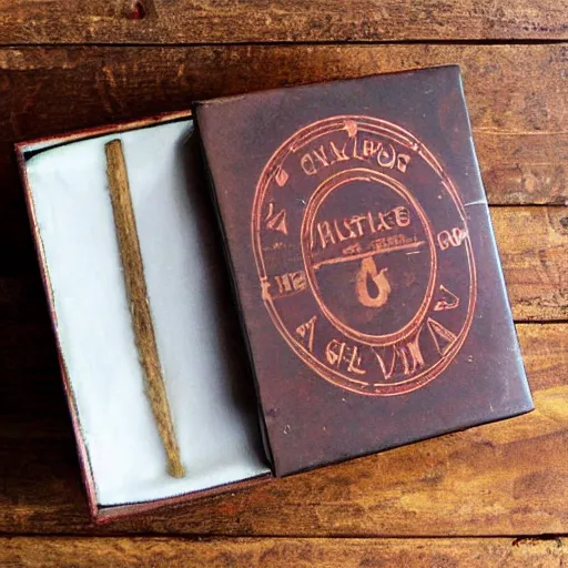 Image similar to vintage gift box for men, stamped with sealing wax, old school, wes anderson style