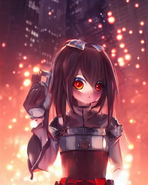 Image similar to portrait of anime girl in mechanic armor in night tokyo by makoto sinkai, perfect face, fine details