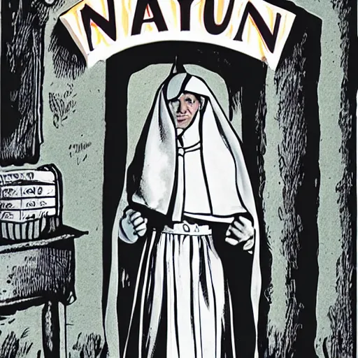 Image similar to nun at a asylum, by alan moore